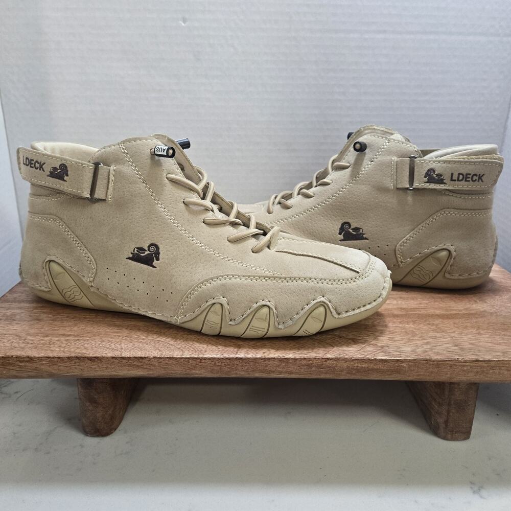 Lugz L-Deck Mid Sneakers Mens Size 6.5 EU 38 Tan‎ Suede Casual Lightweight Shoes